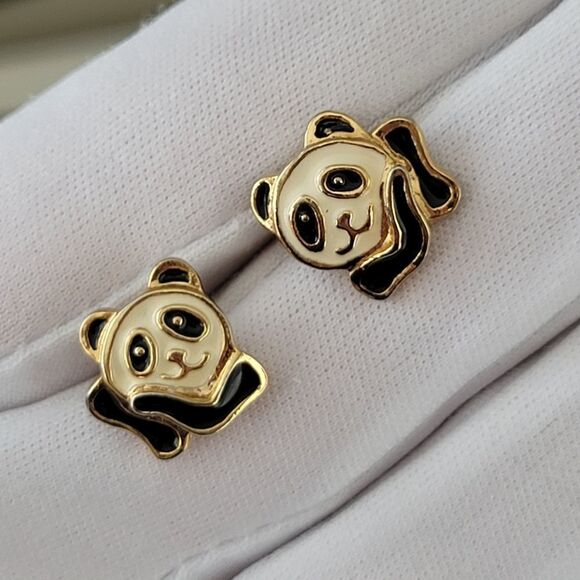 Earrings Vintage Panda Enamel Earrings #0145 - Picture 9 of 9